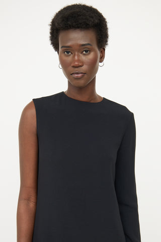 Helmut Lang Black Asymmetrical Sleeve Dress