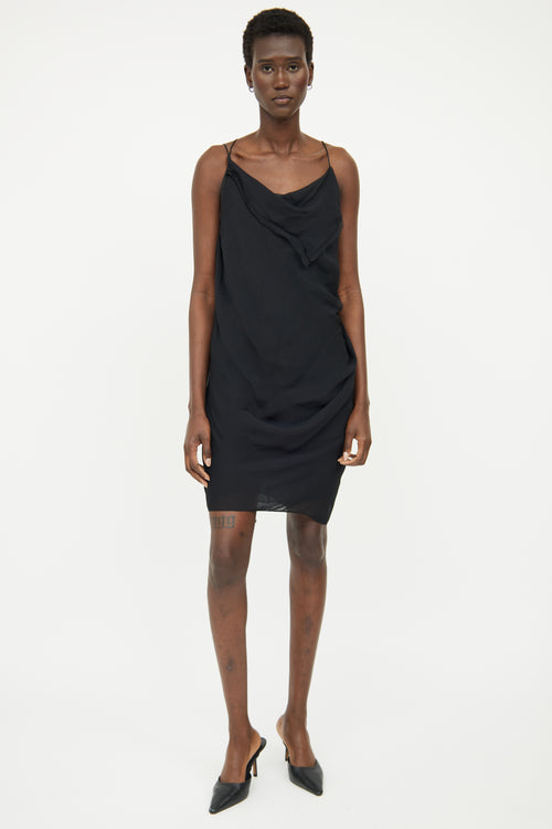 Helmut Lang Black Asymmetrical Shoulder Dress