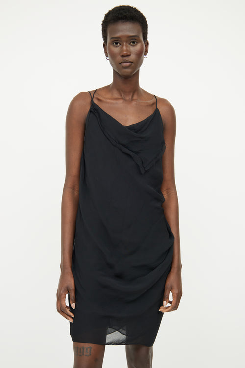 Helmut Lang Black Asymmetrical Shoulder Dress