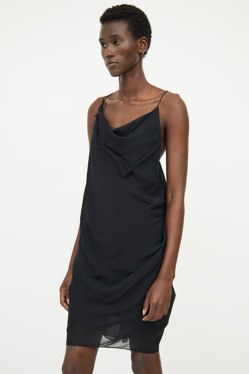 Helmut Lang Black Asymmetrical Shoulder Dress