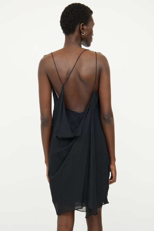 Helmut Lang Black Asymmetrical Shoulder Dress