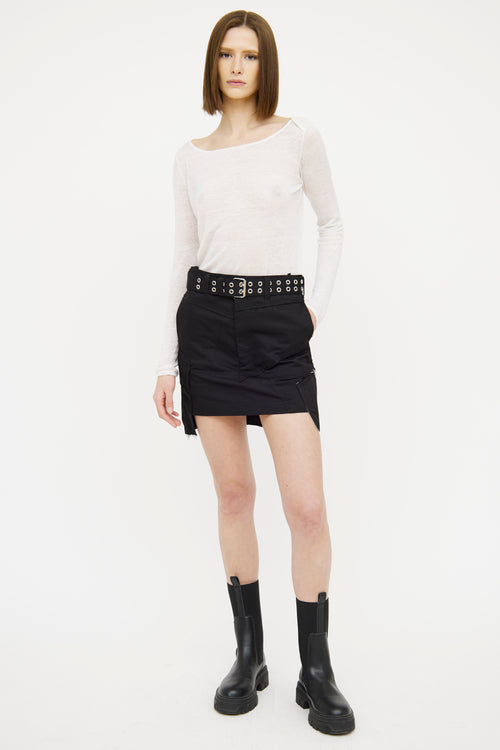 Helmut Lang Black Belted Military Mini Skirt