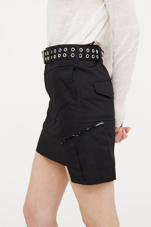 Helmut Lang Black Belted Military Mini Skirt