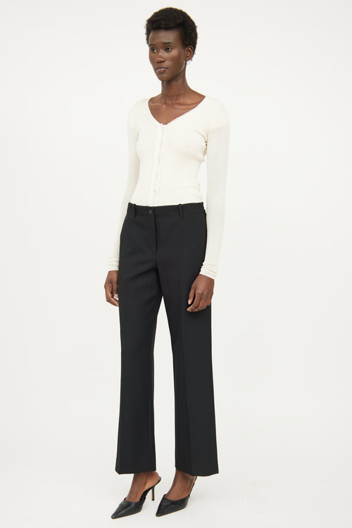 Helmut Lang Black Wool Creased Pant