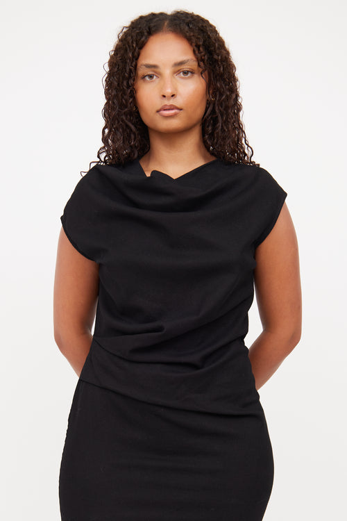 Helmut Lang Black Side Zip Midi Dress