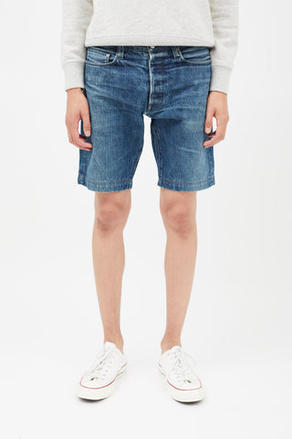 Helmut Lang Blue Denim Jean Shorts