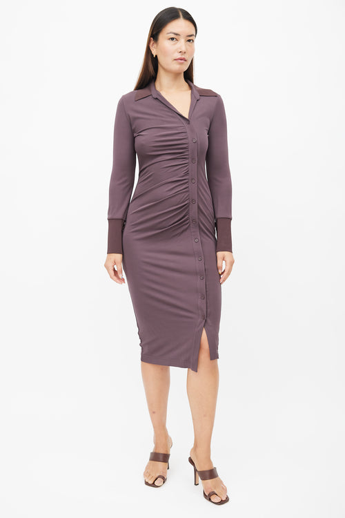 Helmut Lang Brown Asymmetrical Shirt Dress