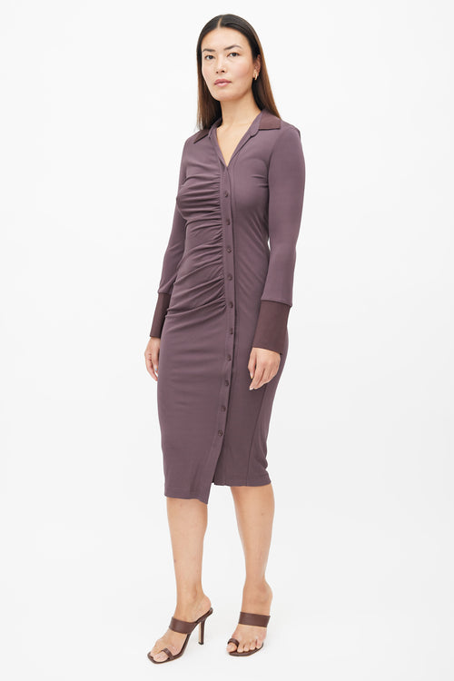 Helmut Lang Brown Asymmetrical Shirt Dress