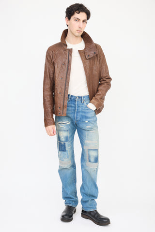 Helmut Lang Brown Leather Crinkled Jacket