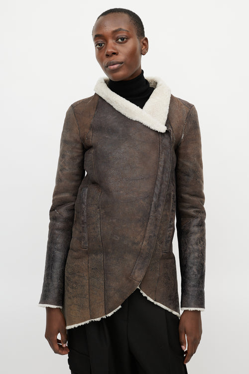 Helmut Lang Brown Leather Shearling Jacket