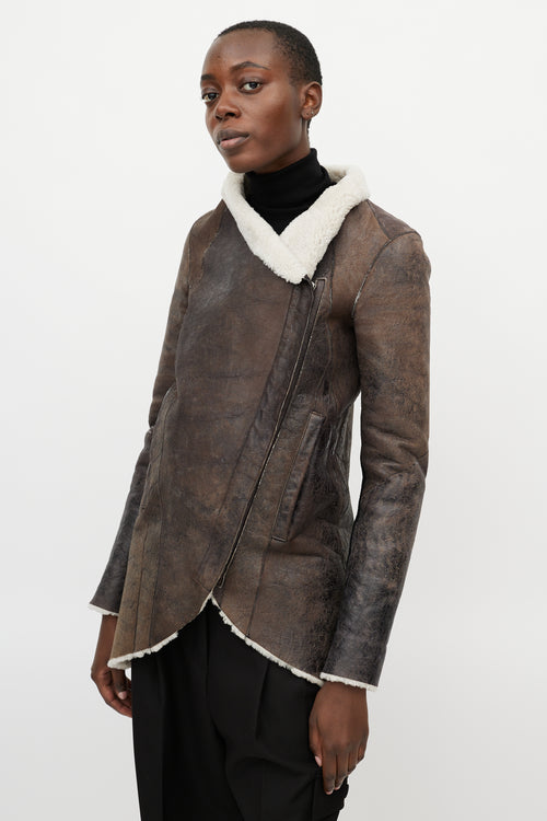 Helmut Lang Brown Leather Shearling Jacket