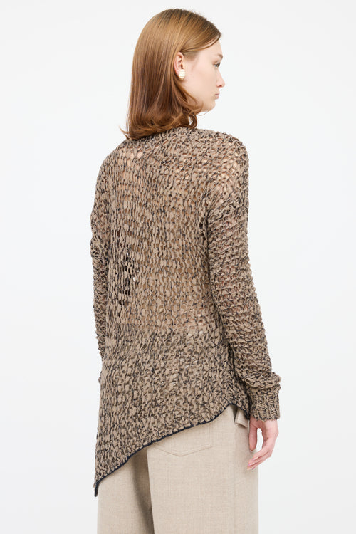 Helmut Lang Brown Wool Open Knit Sweater