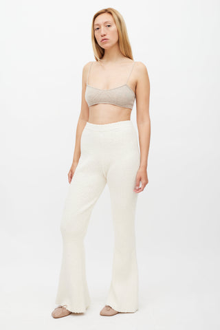 Helmut Lang Cream Boucle Knit Flared Pant