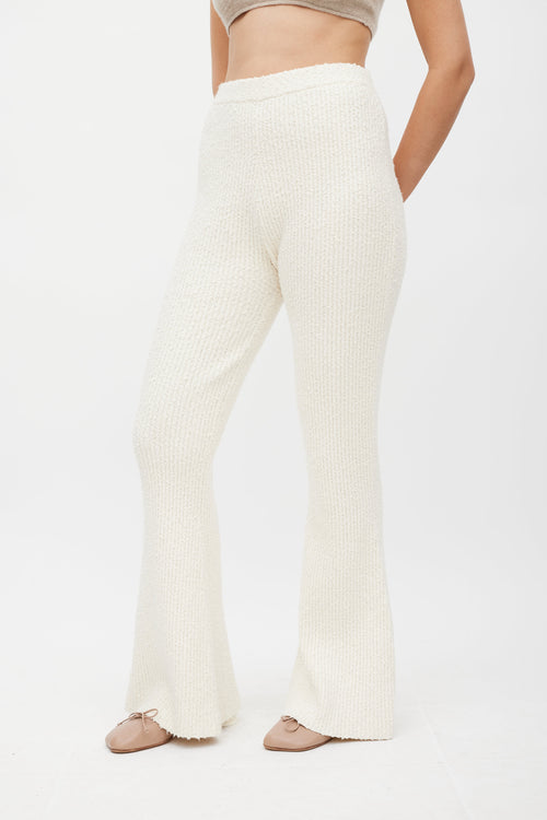 Helmut Lang Cream Boucle Knit Flared Pant