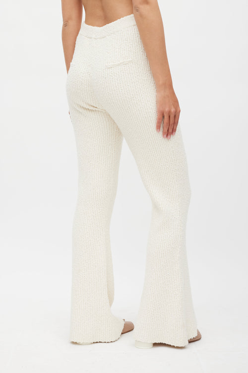 Helmut Lang Cream Boucle Knit Flared Pant