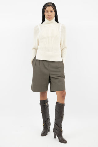 Helmut Lang Cream Knit Turtleneck Sweater