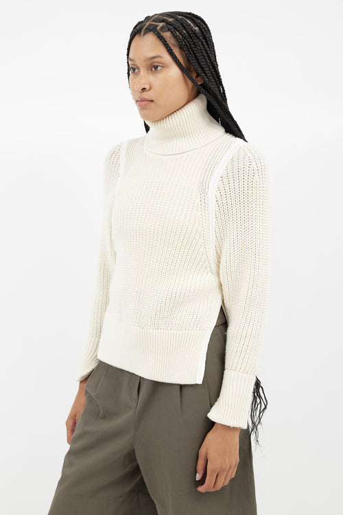 Helmut Lang Cream Knit Turtleneck Sweater