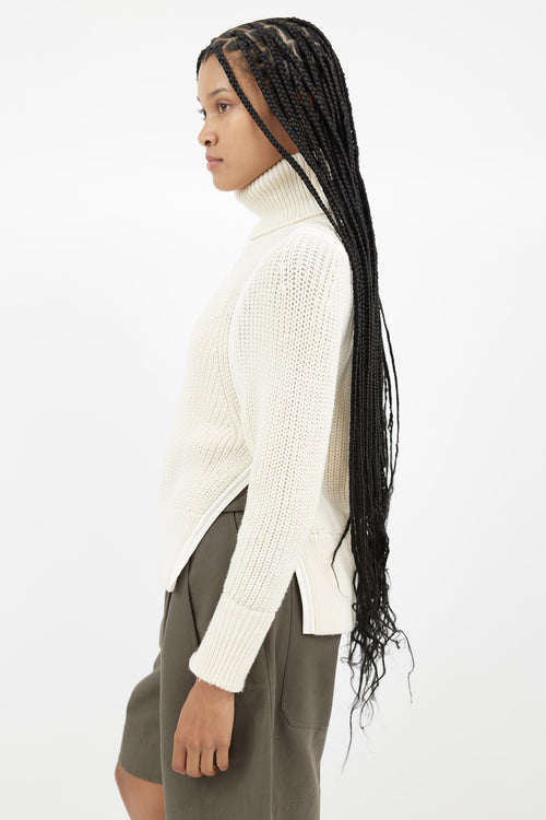 Helmut Lang Cream Knit Turtleneck Sweater