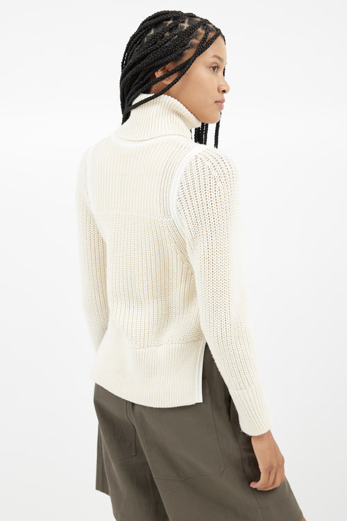 Helmut Lang Cream Knit Turtleneck Sweater