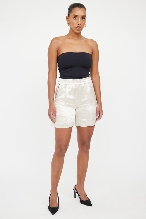 Helmut Lang Cream Satin Blazer 
Short Set