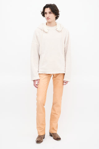 Helmut Lang Cream Sherpa Cut Out Hoodie