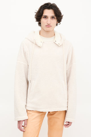 Helmut Lang Cream Sherpa Cut Out Hoodie