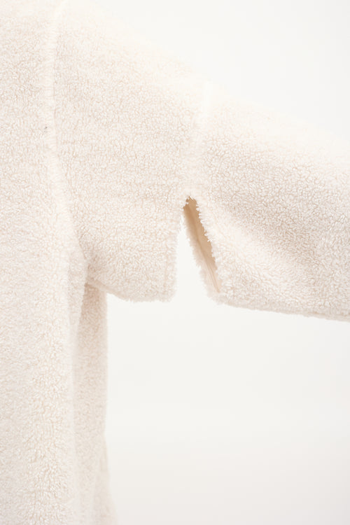 Helmut Lang Cream Sherpa Cut Out Hoodie