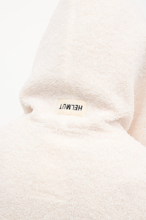 Helmut Lang Cream Sherpa Cut Out Hoodie