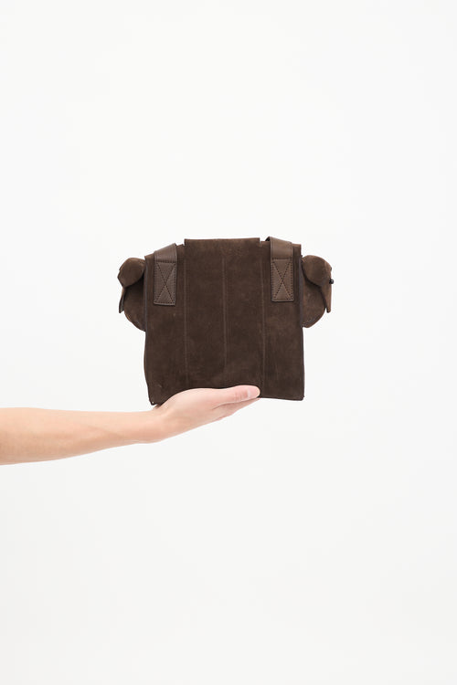 Helmut Lang Dark Brown Suede Strappy Crossbody Bag