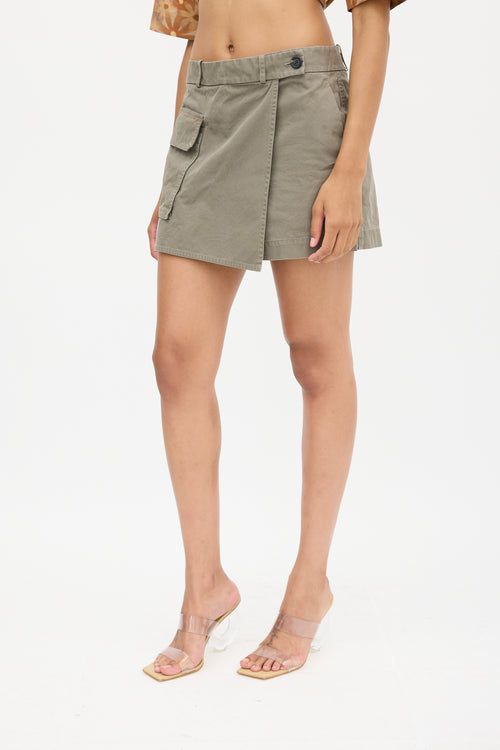 Helmut Lang Green Cargo Wrap Skort