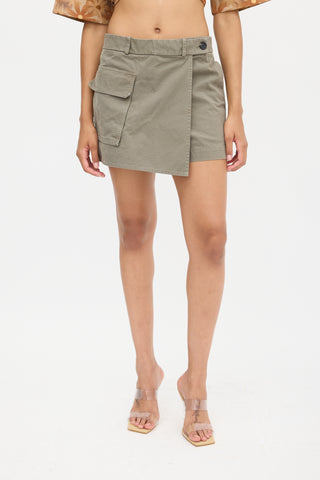 Helmut Lang Green Cargo Wrap Skort