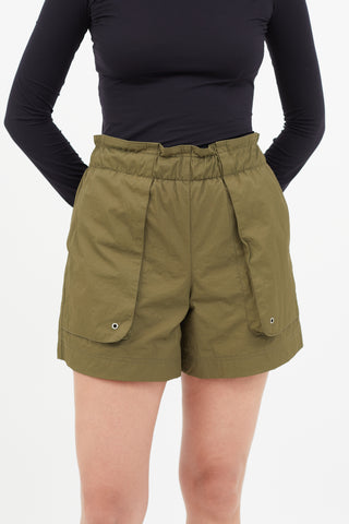 Helmut Lang Green Paper Bag Cargo Short