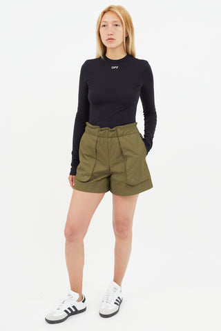 Helmut Lang Green Paper Bag Cargo Short