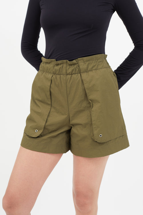 Helmut Lang Green Paper Bag Cargo Short