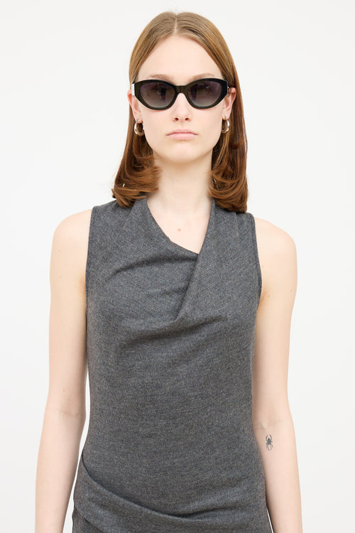 Helmut Lang Grey Wool Cowl Neck Dress