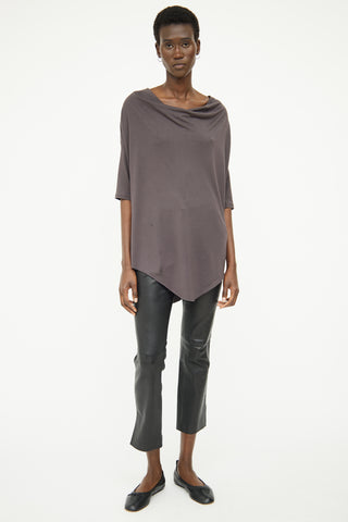 Helmut Lang Grey Cowl Neck Half Sleeve Top