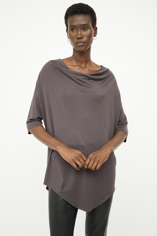 Helmut Lang Grey Cowl Neck Half Sleeve Top