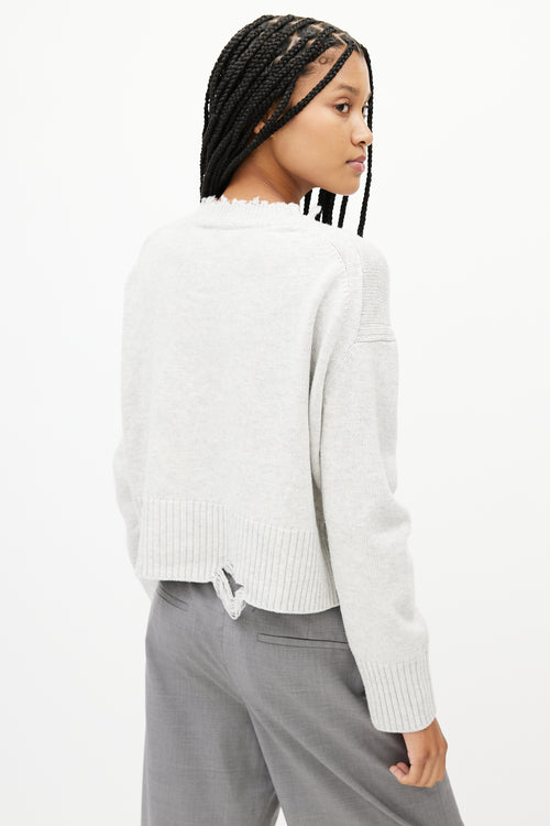 Helmut Lang Grey Distressed Knit Sweater