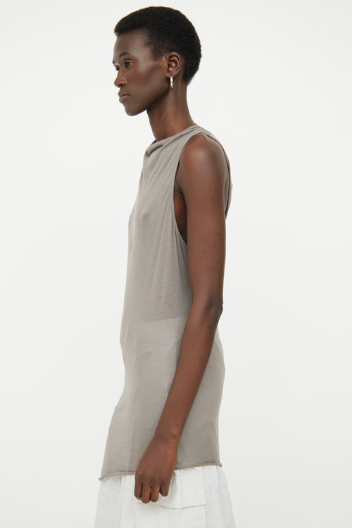 Helmut Lang Grey Asymmetrical Scrunch Top