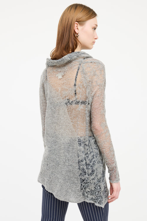 Helmut Lang Grey Knit Off Shoulder Top