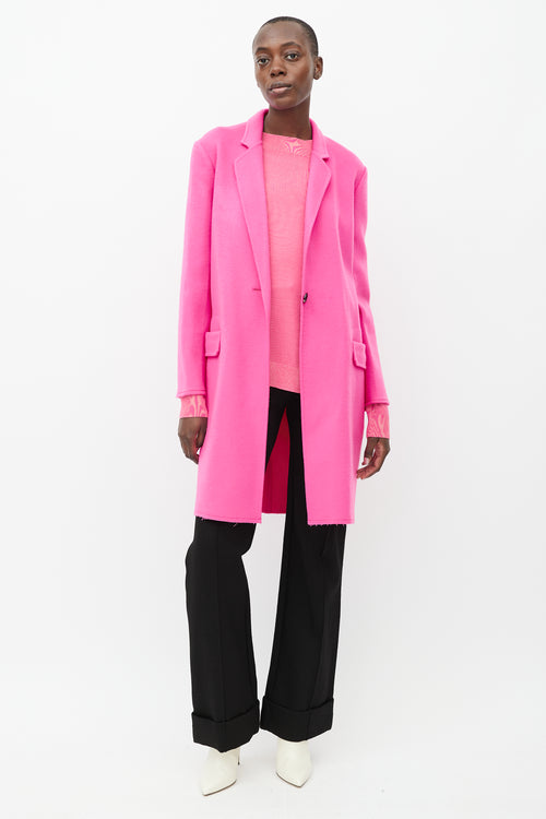 Helmut Lang Hot Pink Wool Two Pocket Coat