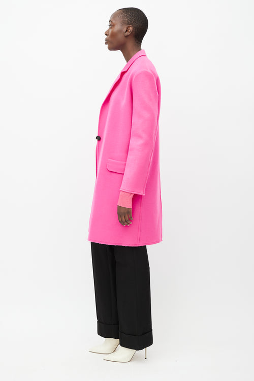 Helmut Lang Hot Pink Wool Two Pocket Coat