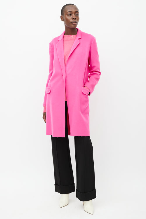 Helmut Lang Hot Pink Wool Two Pocket Coat