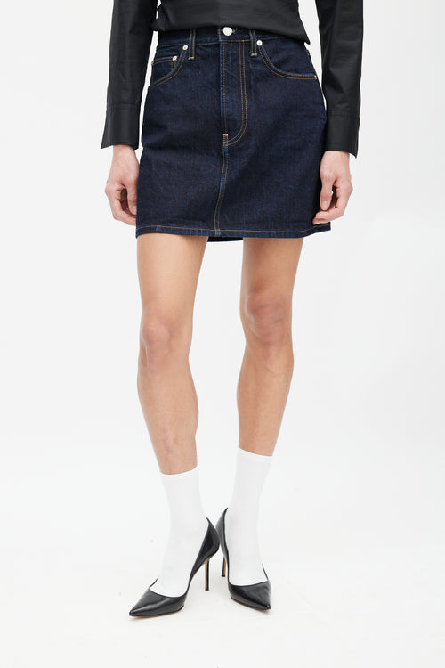 Helmut Lang Navy Denim Midi Skirt