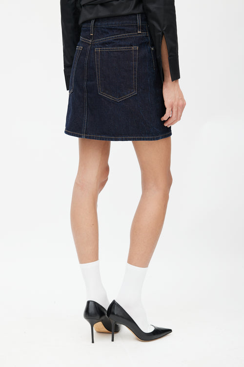 Helmut Lang Navy Denim Midi Skirt