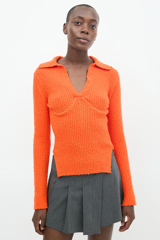 Helmut Lang Orange Knit Collared Bustier Sweater