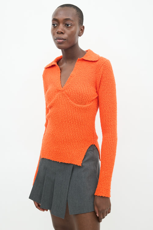 Helmut Lang Orange Knit Collared Bustier Sweater