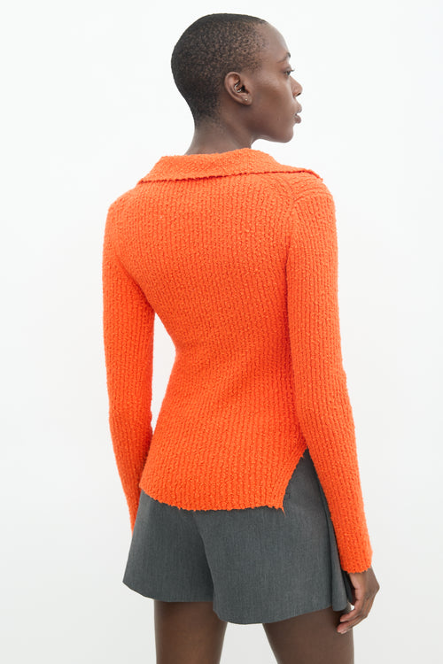 Helmut Lang Orange Knit Collared Bustier Sweater