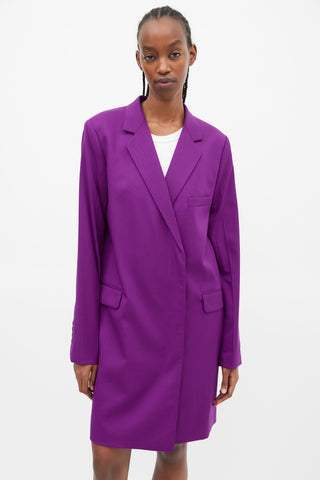 Helmut Lang Purple Wool Three Pocket Coat