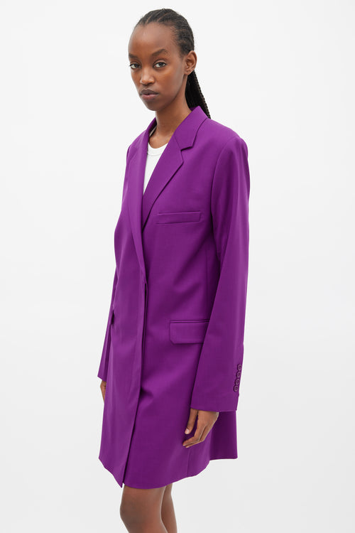 Helmut Lang Purple Wool Three Pocket Coat